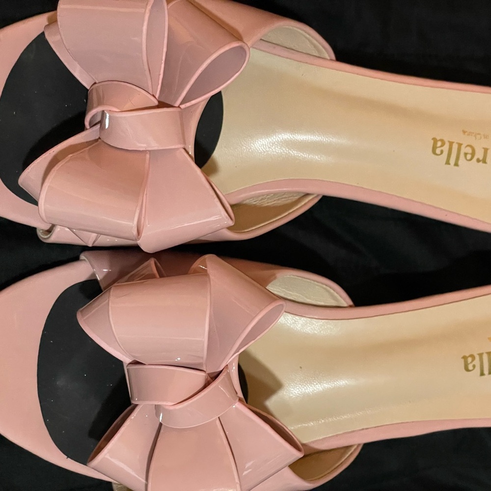 Pink kitten heel slides
